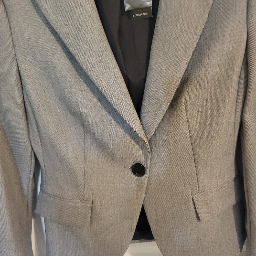 Nwt Express Notch Collar Single Button Gray Black… - image 2